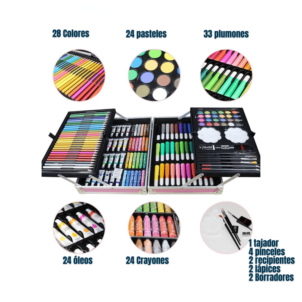 MEGA SET DE ARTE - KIT COMPLETO DE PINTURA Y DIBUJO